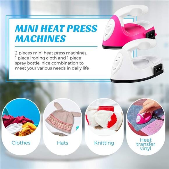 2 Pieces Mini Craft Iron Mini Heat Press Iron with Charging Base - Picture 6 of 8